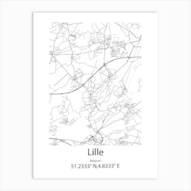 Lille,Belgium Minimalist Map Art Print