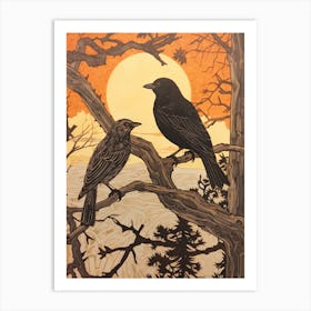 Art Nouveau Birds Poster Crow 3 Art Print