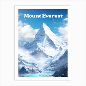 Mount Everest Winter Modern Travel Illustration Art Print