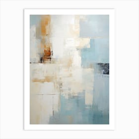 Teal And Beige Abstract Raw Painting 2 Art Print