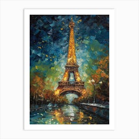 Eiffel Tower Paris France Vincent Van Gogh Style 30 Art Print