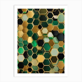 Abstract Green Hexagons Art Print