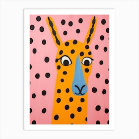 Pink Polka Dot Llama 2 Art Print