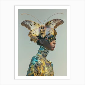 "Futuristic Fashion: Hybrid Woman and Butterfly" Art Print