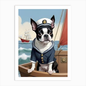 Boston Terrier Sailor-Reimagined Art Print