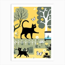 Cat In The Garden 1 Art Print