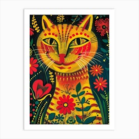 Cat In Flowers 10 Art Print