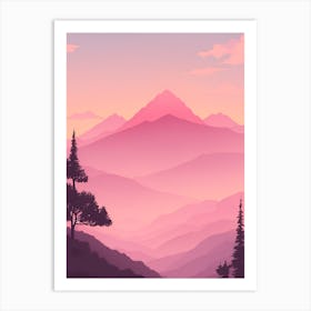 Misty Mountains Vertical Background In Pink Tone 13 Art Print