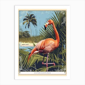 Greater Flamingo Southern Europe Spain Tropical Illustration 7 Poster Art Print