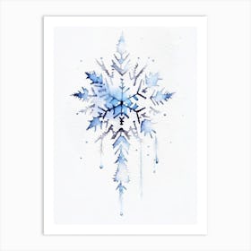 Crystal, Snowflakes, Minimalist Watercolour 3 Art Print