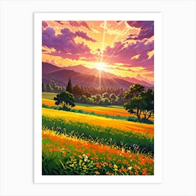 Sunset In The Field 21 Art Print