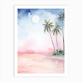 Watercolour Of Pink Sands Beach   Harbour Island Bahamas 3 Art Print