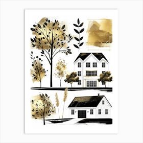 House And Trees Art Print