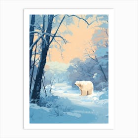 Winter Polar Bear 5 Illustration Art Print