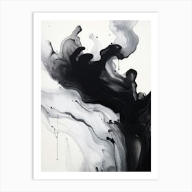 Fluidity Abstract Black And White 2 Art Print