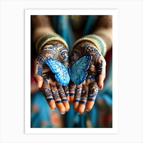 Blue Henna Art Print