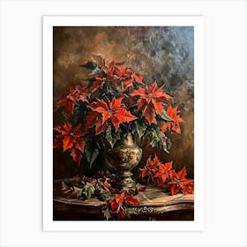 Baroque Floral Still Life Poinsettia 3 Art Print