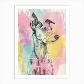 Pastel Manchester Terrier Dog Pastel Line Illustration  3 Art Print