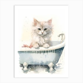 Turkish Cat In Bathtub Bathroom 2 Art Print