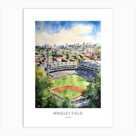 Wrigley Field 2 Chicago Watercolour Travel Poster Art Print