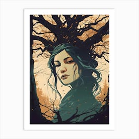 Autumn Tree Lady Art Print