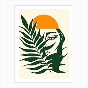 Woman With A Leaf Art Print