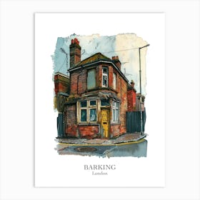 Barking London Borough   Street Watercolour 1 Poster Art Print