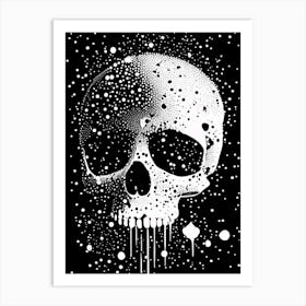Skull With Splatter Effects Doodle Art Print
