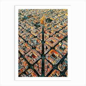 Aerial View Of Barcelona Eixample Residential District Art Print