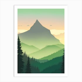 Misty Mountains Vertical Composition In Green Tone 39 Art Print