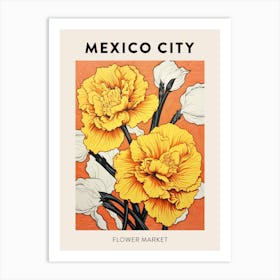 Mexico City Mexico Botanical Flower Market Poster Art Print