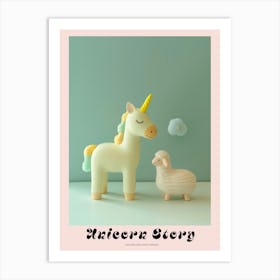 Toy Pastel Blue Unicorn & Lamb 2 Poster Art Print