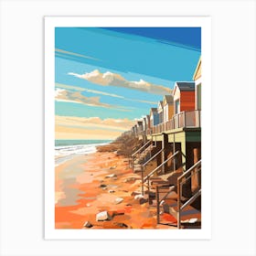 Abstract Illustration Of Southwold Beach Suffolk Orange Hues 2 Art Print