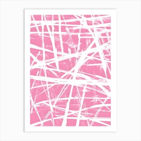 Abstract Brushstrokes On Pink Art Print