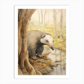 Storybook Animal Watercolour Anteater Art Print