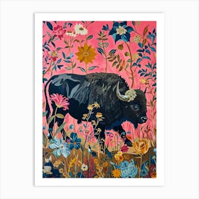 Floral Animal Painting Buffalo 2 Art Print