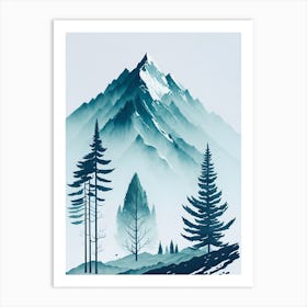 Mountain And Forest In Minimalist Watercolor Vertical Composition 196 Art Print