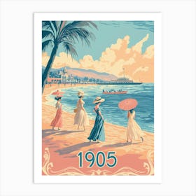 Aihrgdesign A Retro Poster Of A 1905 Seaside Resort With Eleg 185398be Abe1 44b6 952f 1a36ab082aff 0 Art Print