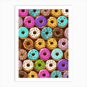 Kawaii Donuts Pattern 2 Art Print