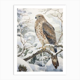 Winter Bird Painting Hawk 3 Art Print