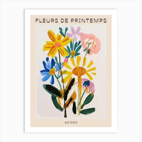 Spring Floral French Poster  Asters 4 Art Print