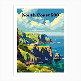 North Coast Scotland Coastline Art Illustration Art Print