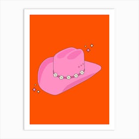 Cowboy Hat Orange And Pink Art Print