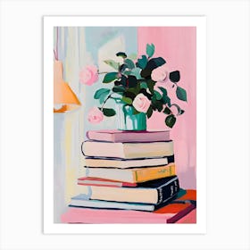 Roses On Books Art Print