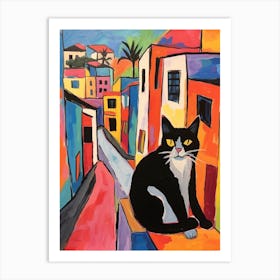 Painting Of A Cat In Tel Aviv Israel 1 Art Print