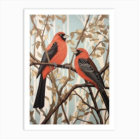Art Nouveau Birds Poster Cardinal 4 Art Print