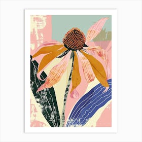 Colourful Flower Illustration Coneflower 4 Art Print