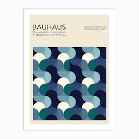 3x4 Modernist Blue Bauhaus Poster Art Print