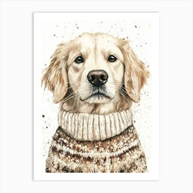 Retriever In Christmas Jumper Neutral Art Print