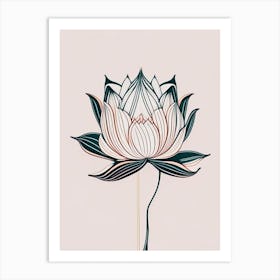 Lotus Flower Pattern Minimal Line Drawing 4 Art Print